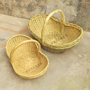 竹篮手提篮老式竹编篮子编织篮子纯手编织装草篮农村办年货专用篮