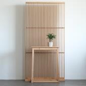 舍间 橡木镂空隔断家用新中式 原木屏风 北欧实木移动客厅玄关日式