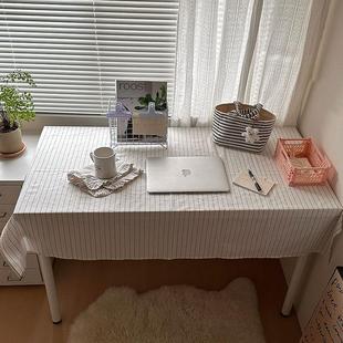 nicethings 韩系ins风麻棉桌布 黑色条纹书桌布 野餐布多功能盖布