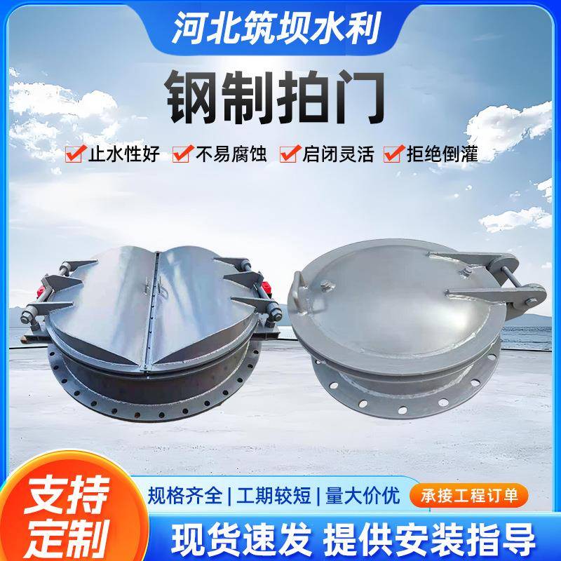 钢制拍门防倒灌钢制圆拍门侧翻圆口排水管道污水处理不锈钢拍门可
