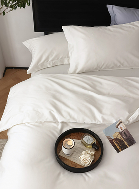 春夏水洗长绒棉纯j白色被套床单 A类100支双股全棉1.8m床品四件套