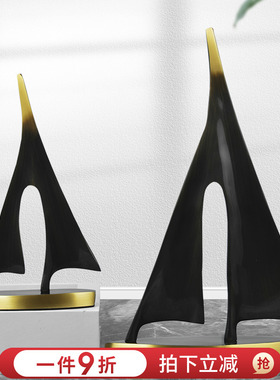 轻奢风高档纯铜一帆风顺摆件帆船办F公室客厅酒柜玄关售楼处装饰