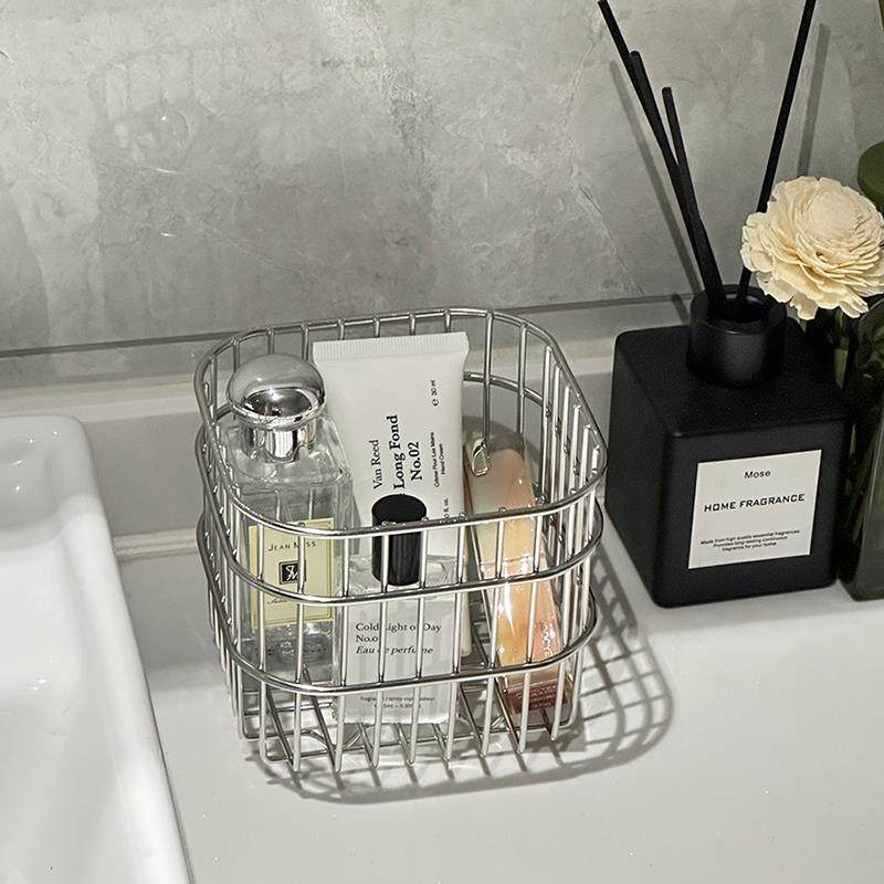 ins铁艺收纳筐桌面化妆品篮子储物篮沥水篮不锈钢置物架子卫生间,收纳整理,收纳筐,淘宝优惠券,粉丝福利购,淘宝优惠卷