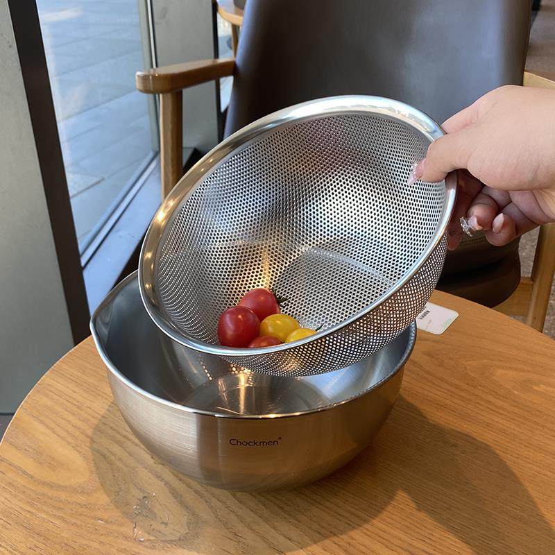 Chockmen 18/10不锈钢沥水篮套装洗菜盆料理盆淘米盆漏盆洗水果盆,餐饮具,洗菜盆/沥水篮/漏水筛,淘宝优惠券,粉丝福利购,淘宝优惠卷