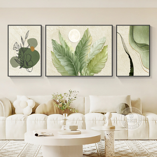 家大业大客厅装饰画风景三联画沙发背景墙肌理感壁画高档大气墙画