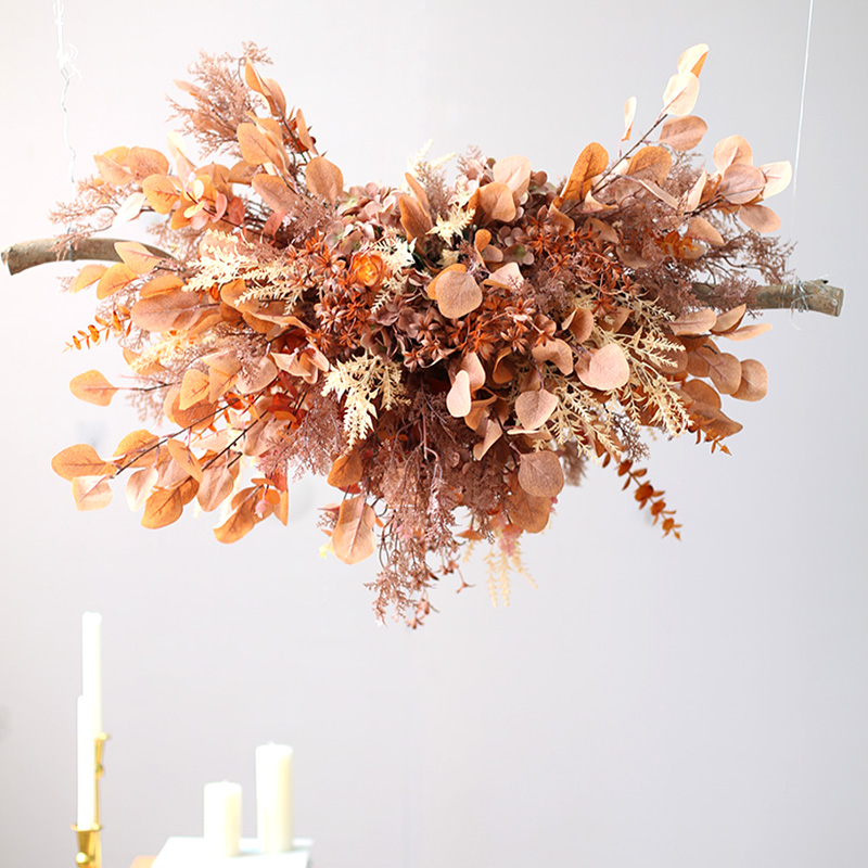 婚庆复古餐厅吊花商埔软装吊顶花艺教堂悬挂酒店咖啡室内布置绢花