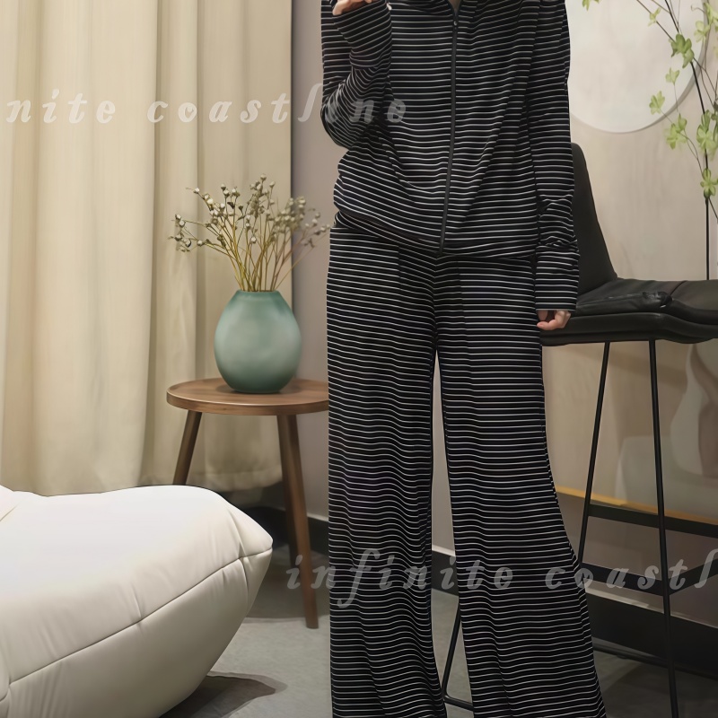 INFINITE COASTLINE/无垠海岸春晓2697阔腿版休闲青岛条纹裤