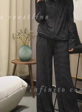 INFINITE COASTLINE/无垠海岸春晓2697阔腿版休闲青岛条纹裤