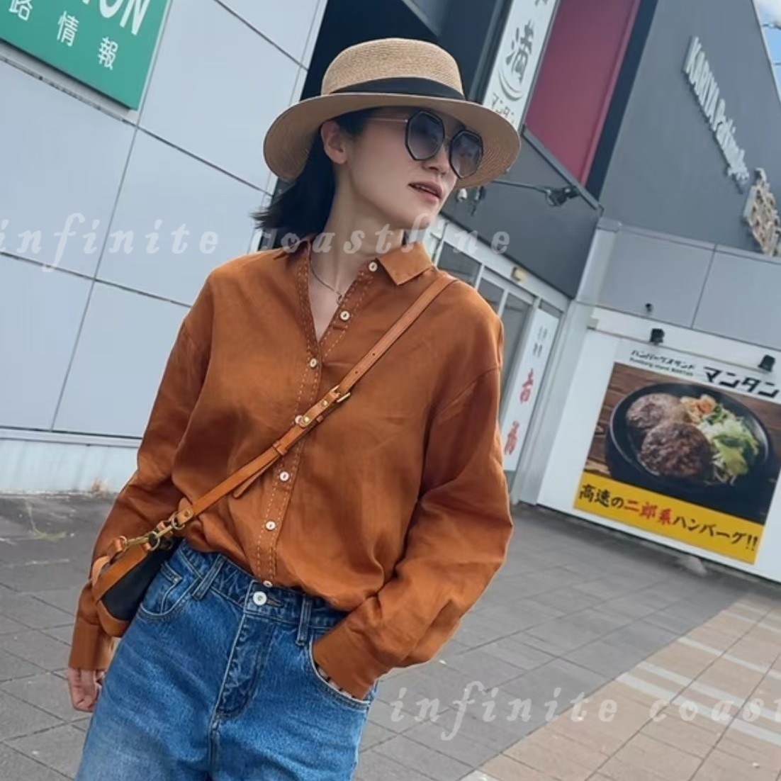 INFINITE COASTLINE/无垠海岸春晓12517百搭款线橘色衬衫