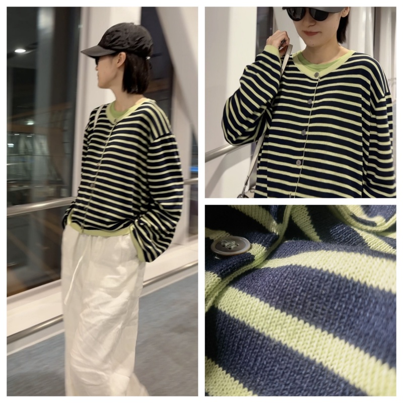 INFINITE COASTLINE/无垠海岸春晓12507春秋针织蓝绿条开衫