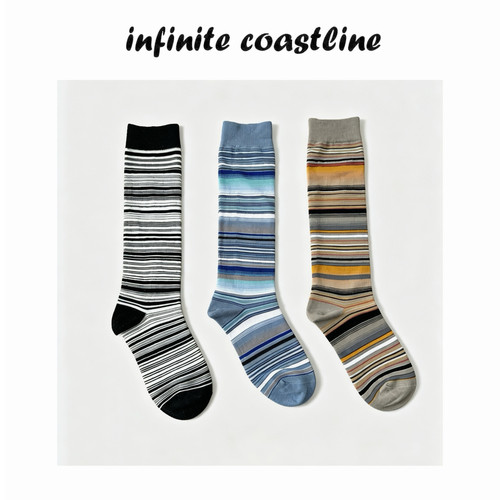 INFINITE COASTLINE/无垠海岸春晓B8134条纹小腿袜（一包3双）