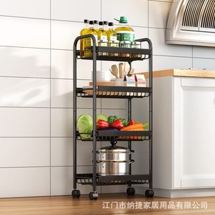 厨房置物架家用收纳储物架子落地多层用品大全小推车多功能蔬菜篮