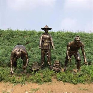 玻璃钢仿铜铸铜人物雕塑定制学校教书先生童趣马车战马景观摆件