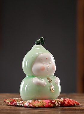 创意葫芦暴富可爱茶宠小摆件陶瓷工艺品香插家居办公室桌面送礼品
