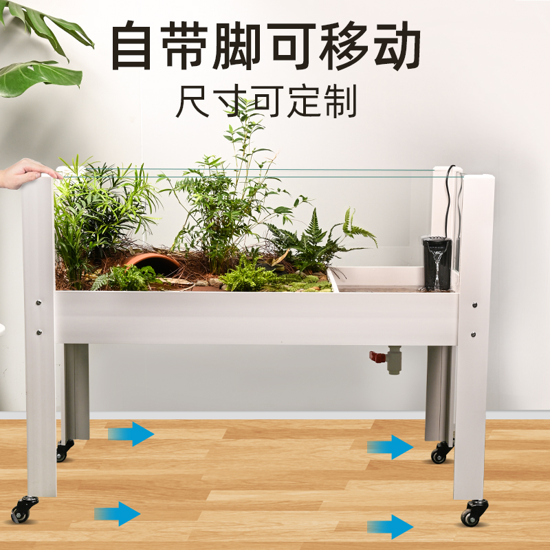 黄缘龟饲养箱半水龟造景生态缸带E水盆绿植超大玻璃乌龟水陆缸