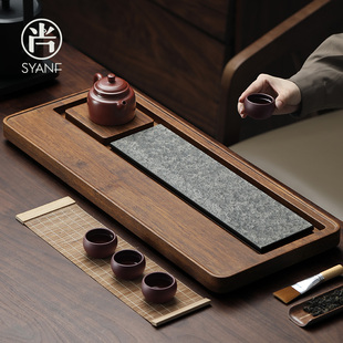 家用茶托盘办公室客厅高档干泡台乌金石实木茶台茶 茶盘202c4新款