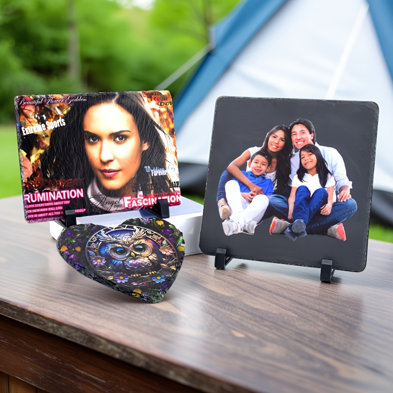 千层岩照片墙石板印照片石板画个性定制天然石头画简约装饰相框