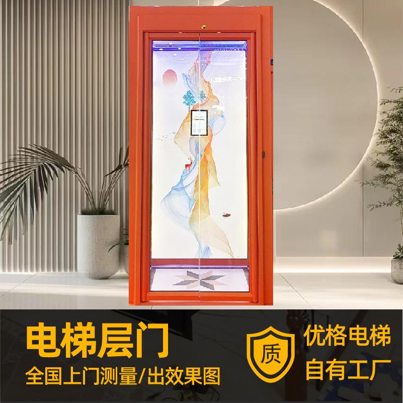 厂家直供电梯层门家用别墅电梯配件手动电动单开双开网红电梯层门