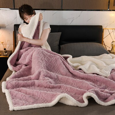 保暖塔芙绒毛毯加厚冬季双层法兰绒羊羔绒被子办公室午睡毯沙发毯