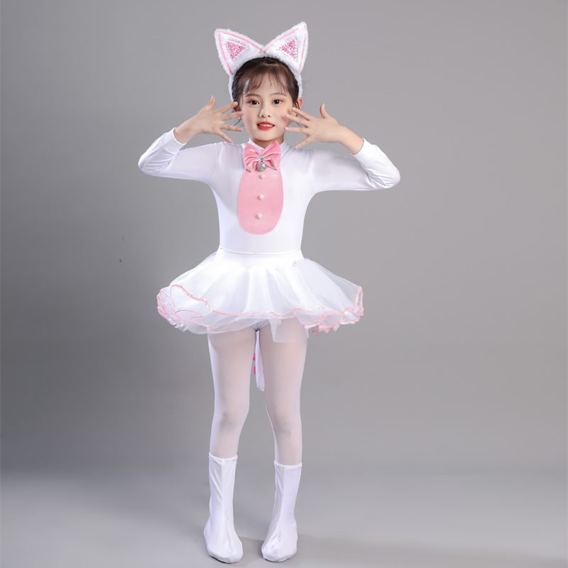儿童动物演出服小猫咪表演服学猫叫连体纱裙舞台服波斯猫卡通舞蹈