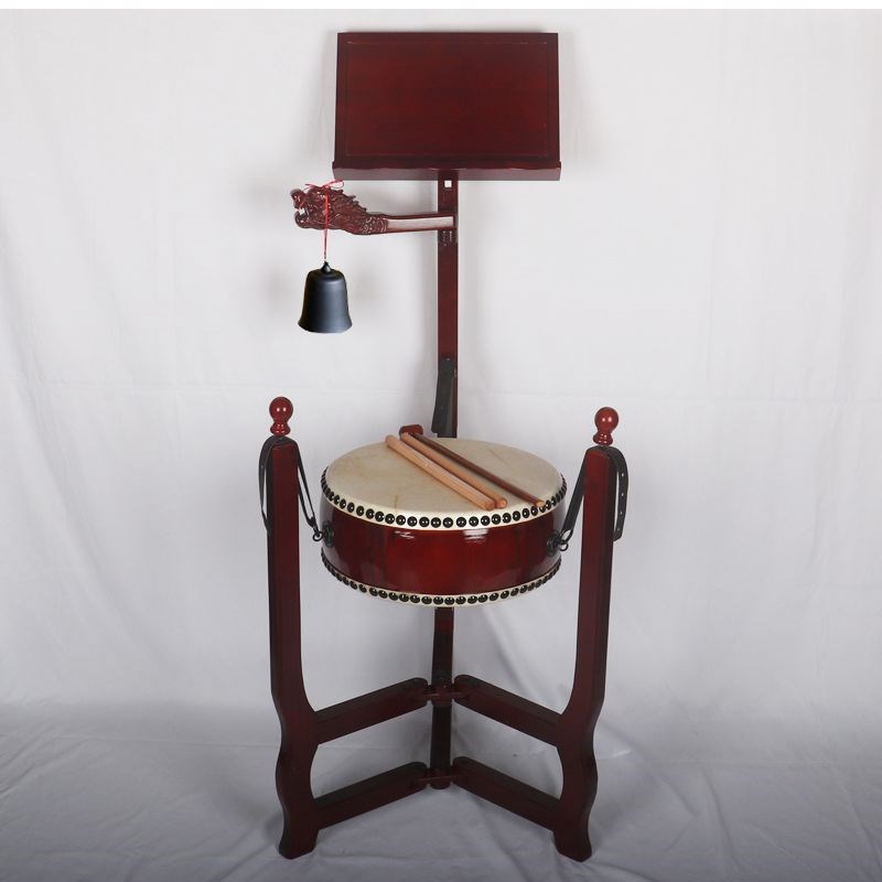 台湾鼓牛皮鼓铃鼓法器法会忏x钟鼓全套钟鼓大鼓折叠三脚架铃鼓高