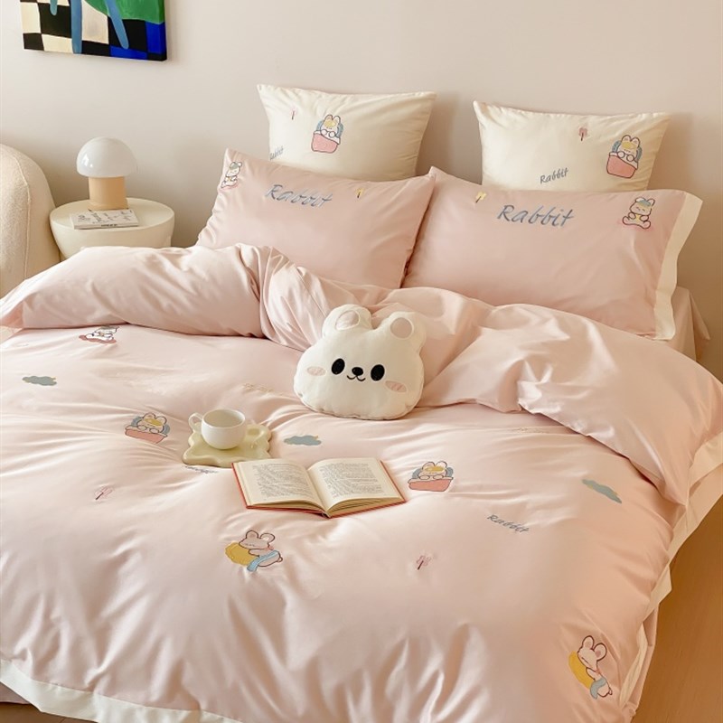 篮球男生100S双股长绒棉s四件套可爱卡通刺绣被套床单1.8m床上用