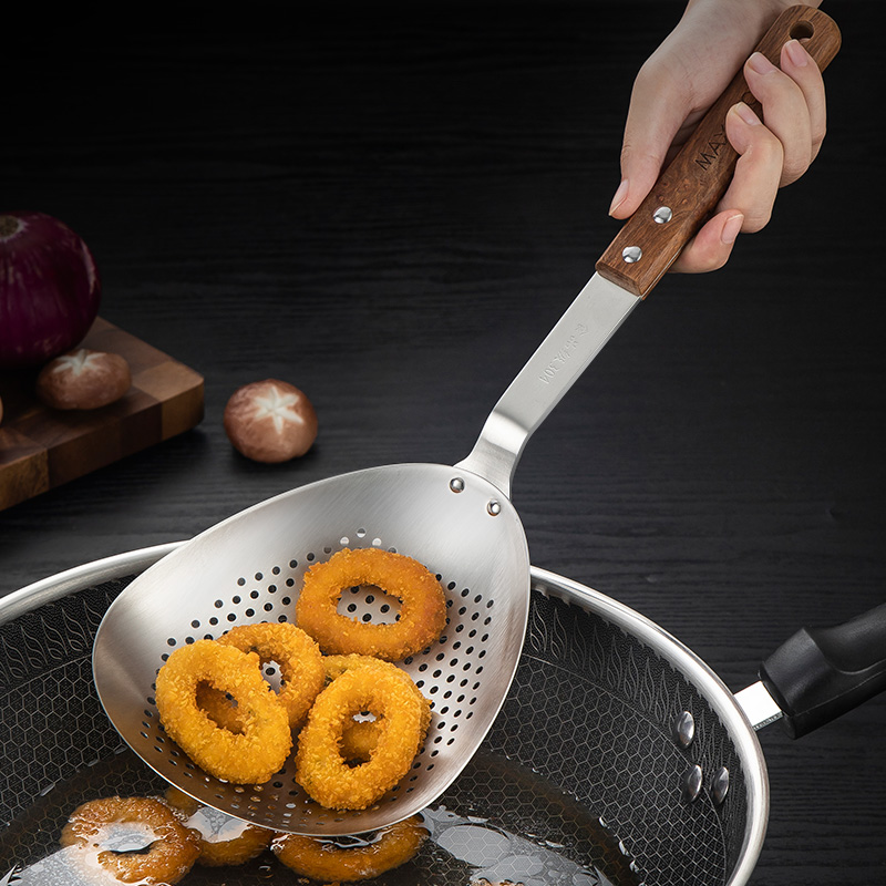 美厨304不锈钢网漏漏勺 15cm加大过滤网油漏过O滤网勺MCCU1832