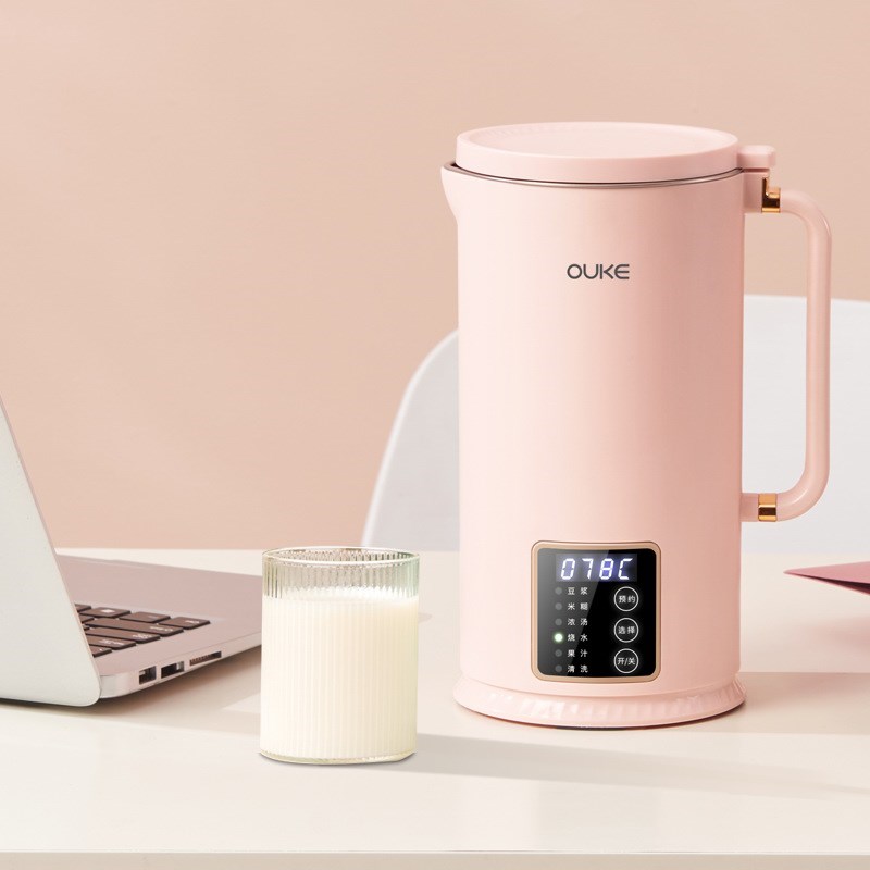 欧科豆浆机家用迷你小型加热破壁免滤多功能自O动清洗1-2人米糊机