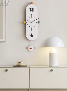 免打孔2023家用奶油DO装饰钟表新款T挂钟客厅时钟挂墙EMI简约风OG