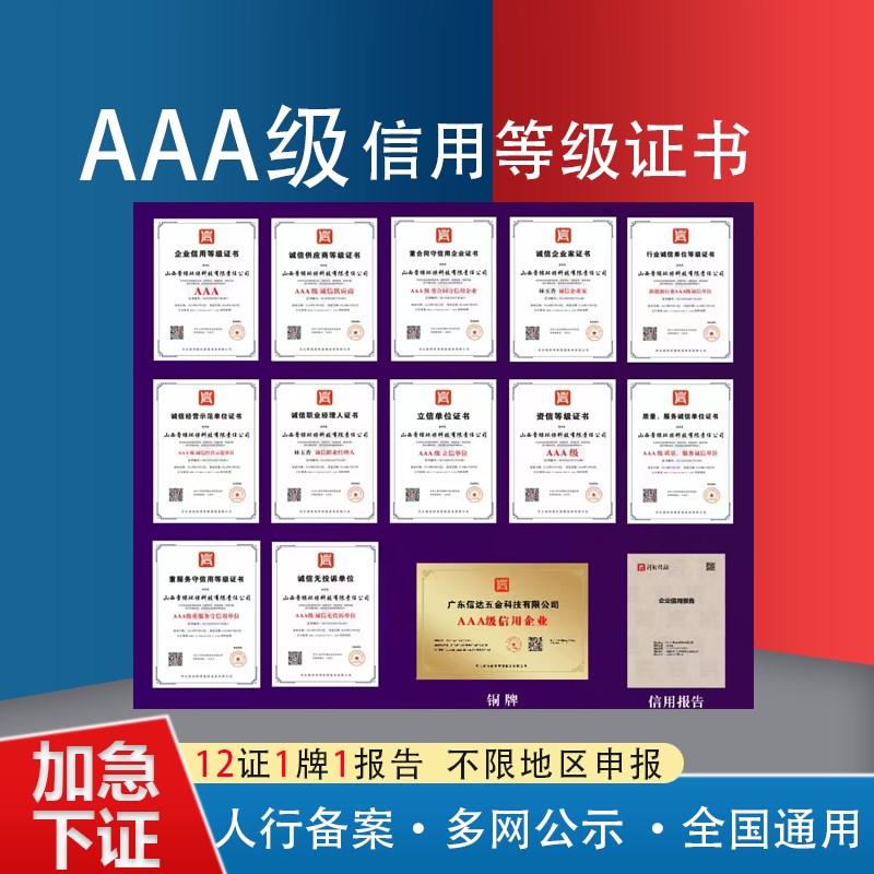 3a信用等级企业管理荣誉资质招投标加分重合.同办理