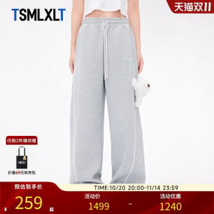 抽绳卫裤 TSMLXLT蕾丝边小熊玩偶装 时尚 女2025秋冬新款 子 饰休闲裤