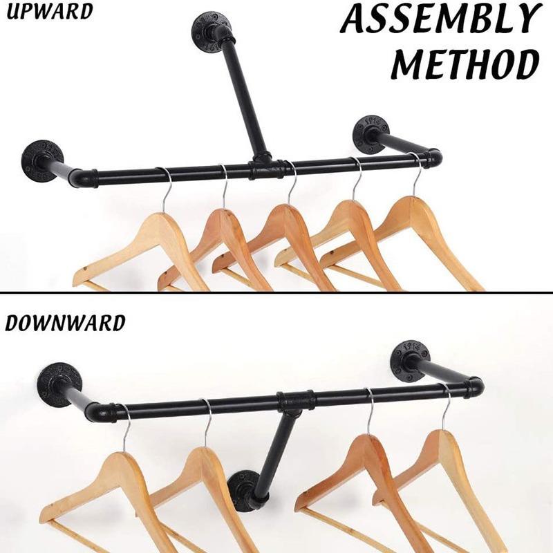 加工水管复古loft服装架上墙挂衣杆陈列壁挂式服装店展示置物架