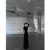 复古高级工感高领黑色长袖 BETTER 质感简约高雅连衣长裙