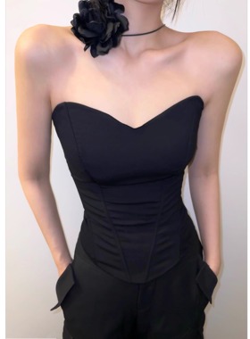 BETTER ME 欧美风性感立体鱼骨束身抹胸修身背心显瘦内搭露肩上衣