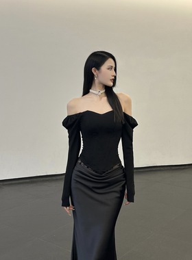 BETTER ME 长袖性感立体鱼骨束身抹胸修身背心显瘦内搭露肩上衣