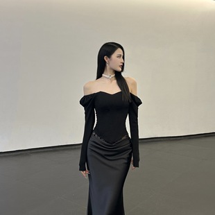 性感立体鱼骨束身抹胸修身 长袖 背心显瘦内搭露肩上衣 BETTER