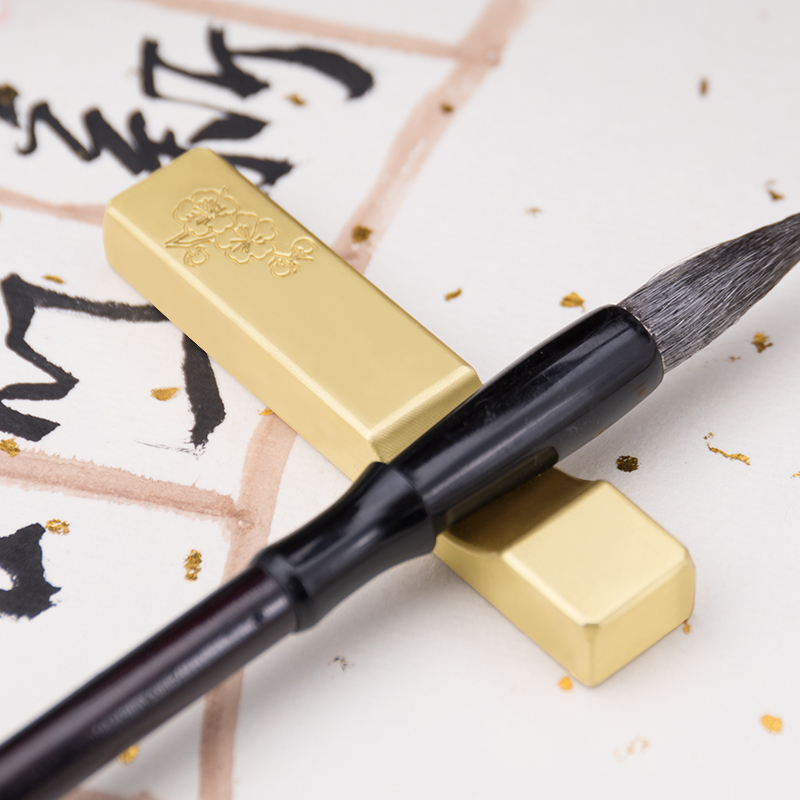 定制新款学生成人毛笔架笔搁笔山笔挂黄铜架创意笔架山文房笔托