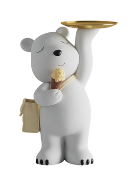 雪糕熊落地大型托盘摆件客厅沙发旁北极熊收纳装饰品乔迁新居礼品