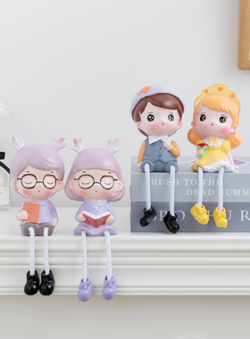 可爱卡通情侣吊脚娃娃 创意客厅墙柜儿童房间装饰品礼物玩偶摆件
