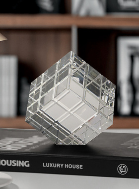 北欧创意艺术魔方水晶摆件客厅书房办公室电视柜玄关桌面装饰品