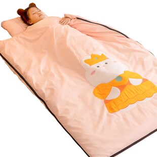 睡袋儿童中大童宝宝纯棉秋冬季加厚小孩学生成人大人防踢被子神器
