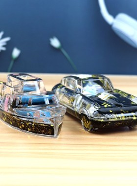 沙漏油漏摆件飞机跑车轮船液体流沙创意水油水晶卡通入油滴油笔插