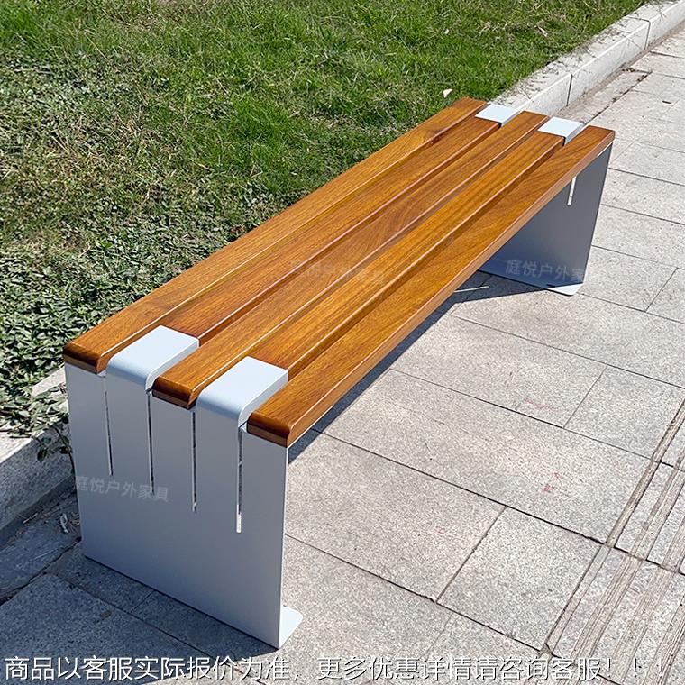 户腐外锈钢不长凳菠萝格防木塑木TY-D808A椅室外三人长条凳公园成