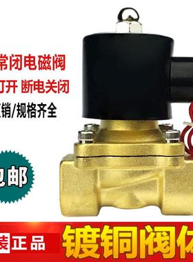 SYPC森亚常闭电磁阀镀铜水阀气阀220V 24V 2W-160-15 2分4分1寸