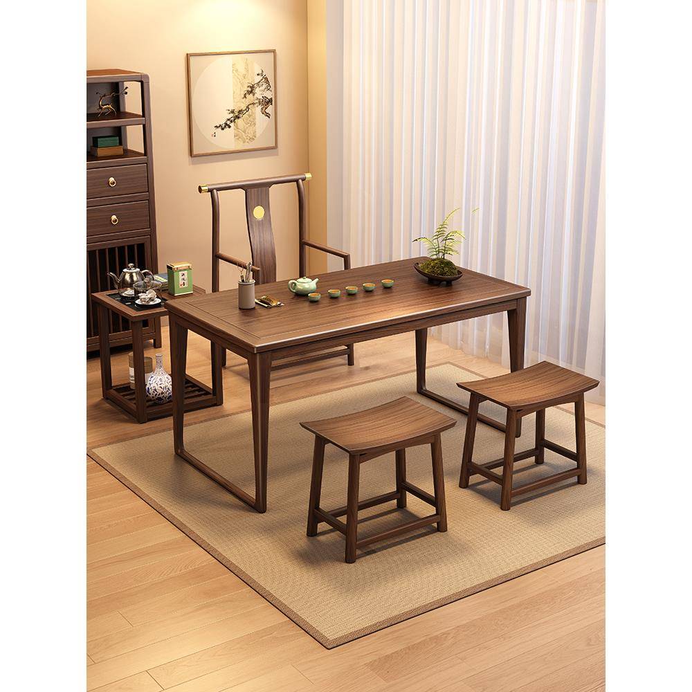 2025款胡桃木色阳台小茶台实木茶桌椅组合小型禅意功夫茶几泡茶台