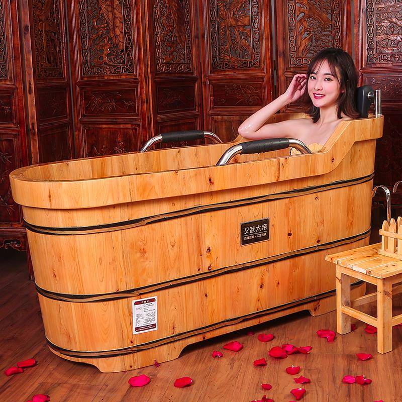 木桶浴桶泡澡桶成人浴盆全身家用洗澡盆实木浴缸大人美容院沐浴桶