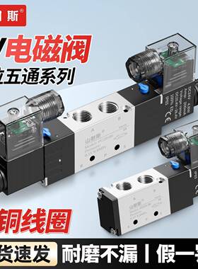 山耐斯SHSNS电磁阀4V220-08 AC24v AC110V二位五通220v DC12V