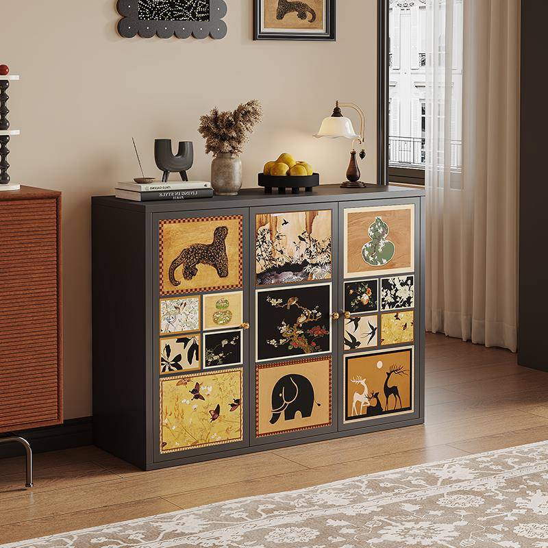 中古风钢制斗柜餐边柜客厅新款家用法式柜子靠墙一体储物收纳矮柜