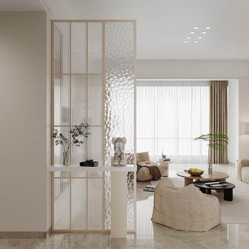 法式奶油风入户门客厅不锈钢玄关柜装饰隔断简约现代卧室遮挡屏风