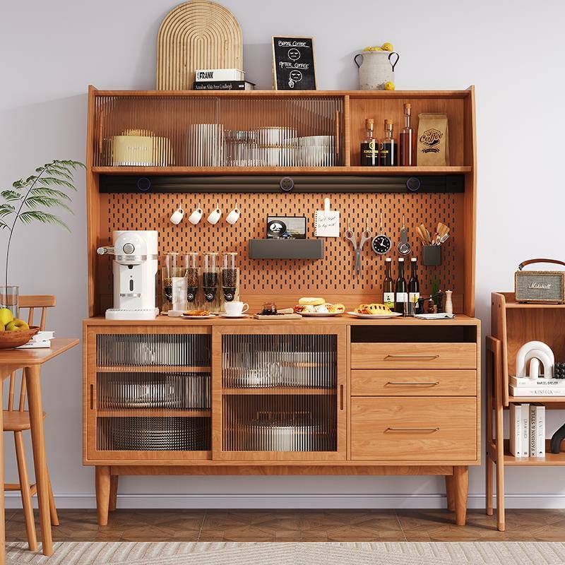 二白木作实木餐边柜储物柜客厅北欧茶水柜日式家用一体靠墙咖啡柜